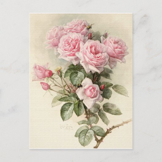  Victoriaans Romantische Rozen Briefkaart (Voorkant)
