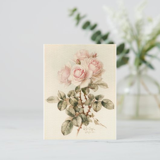 Victoriaans Romantische Rozen Briefkaart (Staand voorkant)