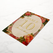 Victoriaans Romantische Rozen Gold Foil Tabelnumme Folie Uitnodiging (Gedraaid)