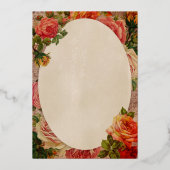 Victoriaans Romantische Rozen Gold Foil Tabelnumme Folie Uitnodiging (Achterkant)