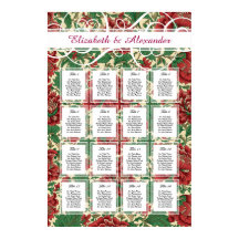  Victoriaans Rood en Groen Bloemen Chintz