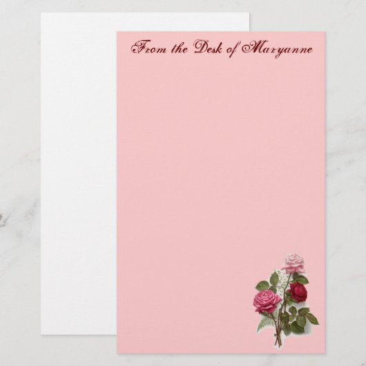 Victoriaans Roos, aangepast briefpapier (Voorkant / Achterkant)