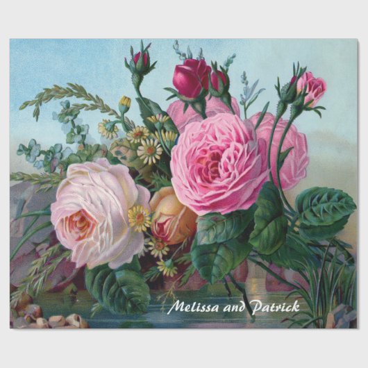 Victoriaans Roos - Aangepast opvulpapier Cadeaupapier (Vlak)