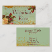 Victoriaans Roos Aangepaste Visitekaartjes met sta (Voorkant / Achterkant)