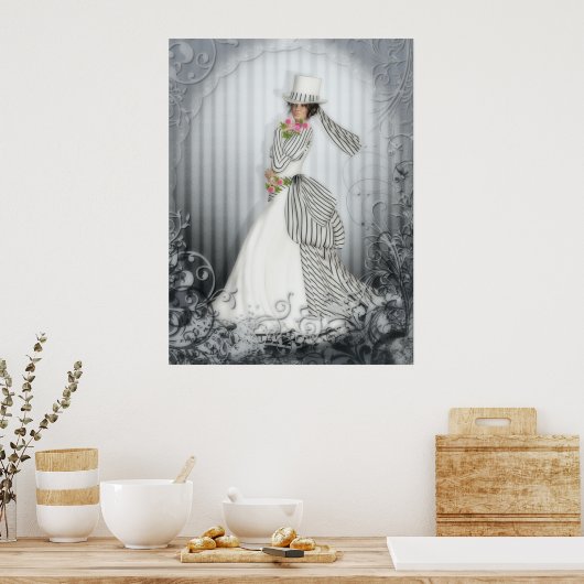 Victoriaans Roos afdrukken Poster (Keuken)