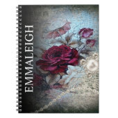 Victoriaans Roos Bohemian Pearls Monogram Notitieboek (Voorkant)