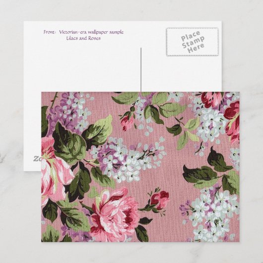Victoriaans Roos Briefkaart (Voorkant / Achterkant)