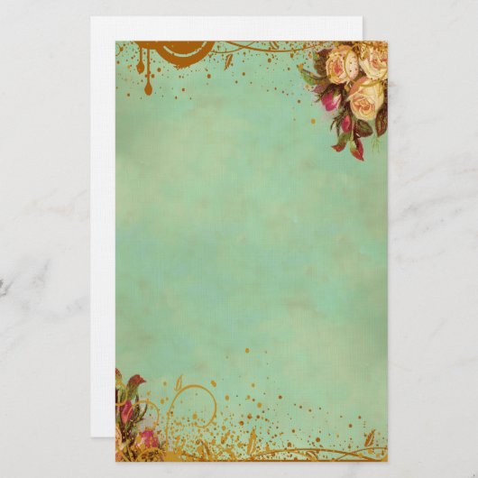 Victoriaans Roos Briefpapier (Voorkant / Achterkant)