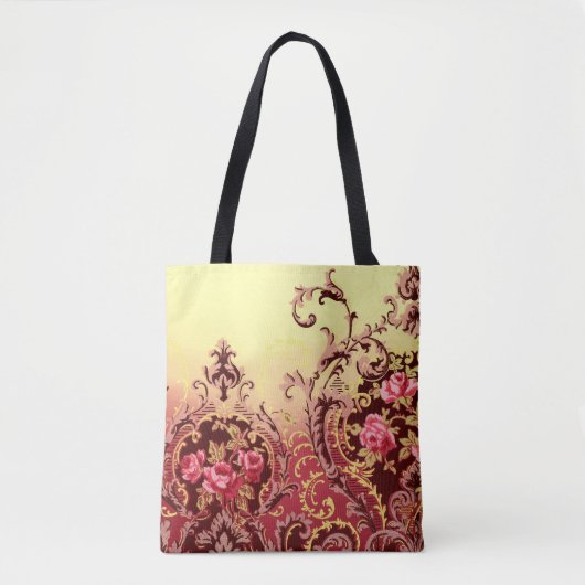 Victoriaans roos Elegant Bloemig Rood Goud Tote Bag (Voorkant)
