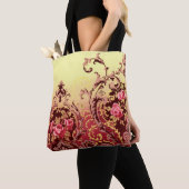 Victoriaans roos Elegant Bloemig Rood Goud Tote Bag (Dichtbij)