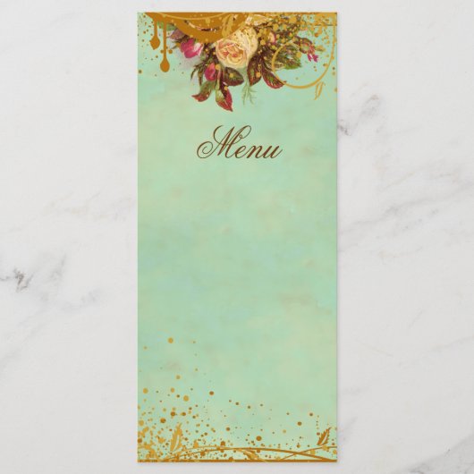 Victoriaans Roos Elegant-menukaart Menu (Voorkant)