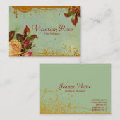 Victoriaans Roos Elegante Visitekaartjes (Voorkant / Achterkant)