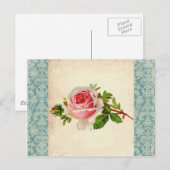 Victoriaans Roos en Damask Briefkaart (Voorkant / Achterkant)