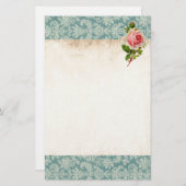 Victoriaans Roos en Damask Briefpapier (Voorkant / Achterkant)