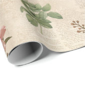 Victoriaans Roos en tekst Ephemera Cadeaupapier (Rol Hoek)