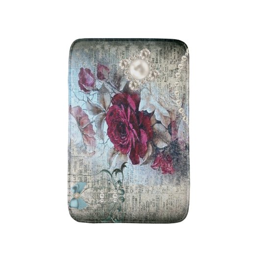 Victoriaans Roos Ephemera Badmat (Voorkant Verticaal)