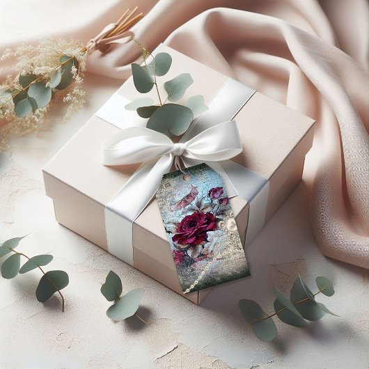 Victoriaans Roos Ephemera Cadeaulabel