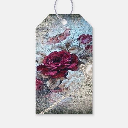 Victoriaans Roos Ephemera Cadeaulabel (Voorkant)