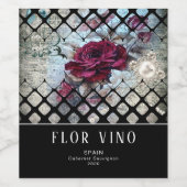 Victoriaans Roos Ephemera Floral Wijn Etiket (Enkel label)