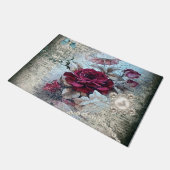 Victoriaans Roos Ephemera gestikt Deurmat (Schuin)