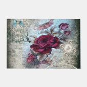 Victoriaans Roos Ephemera gestikt Deurmat (Voorkant)