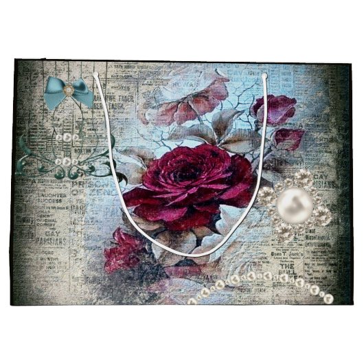 Victoriaans Roos Ephemera Groot Cadeauzakje (Achterkant)