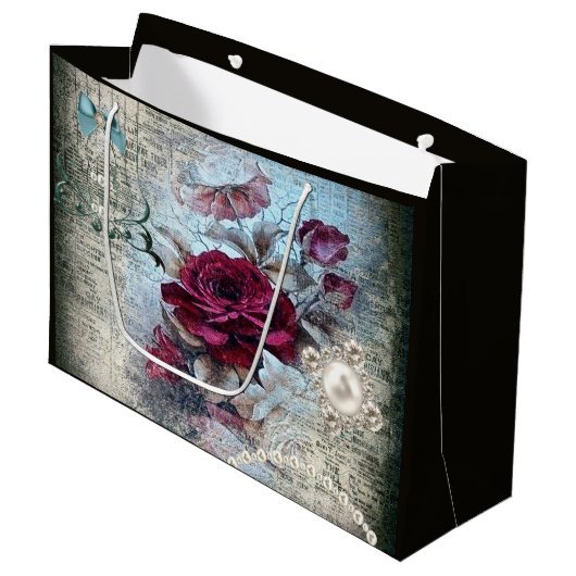 Victoriaans Roos Ephemera Groot Cadeauzakje (Voorkant Gekanteld)