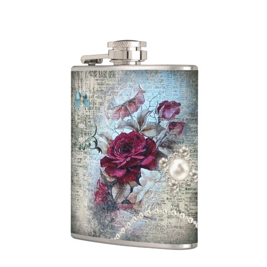 Victoriaans Roos Ephemera Heupfles (Links)