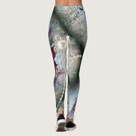 Victoriaans Roos Ephemera Leggings (Achterkant)