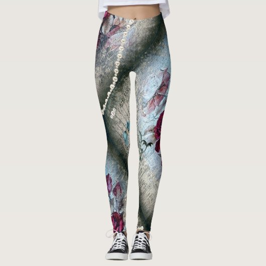 Victoriaans Roos Ephemera Leggings (Voorkant)