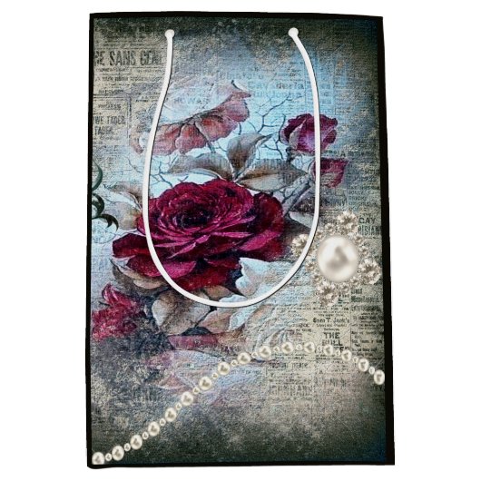 Victoriaans Roos Ephemera Medium Cadeauzakje (Voorkant)