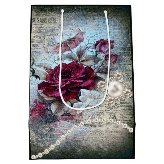 Victoriaans Roos Ephemera Medium Cadeauzakje (Achterkant)