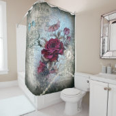 Victoriaans Roos Ephemera Newspapier Print Douchegordijn (In situ)