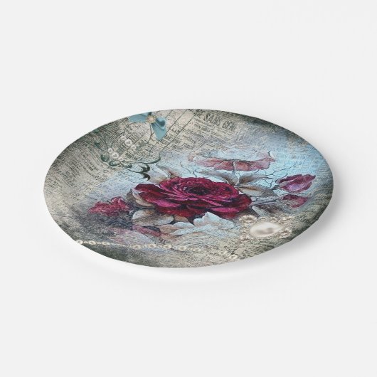 Victoriaans Roos Ephemera Papieren Bordje (Gekanteld)