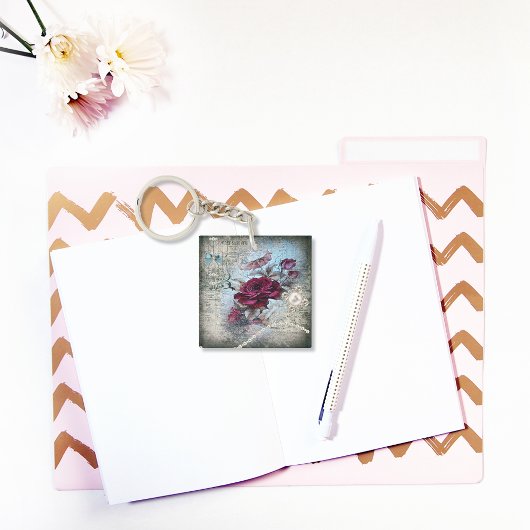 Victoriaans Roos Ephemera Sleutelhanger