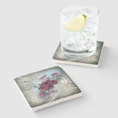 Victoriaans Roos Ephemera Stenen Onderzetter (Zijkant)