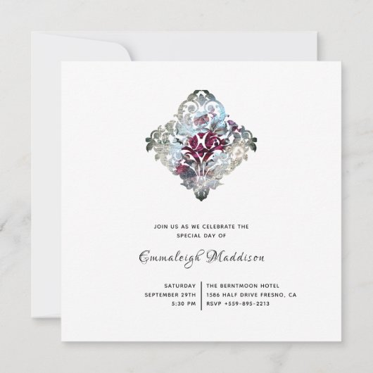 Victoriaans Roos Ephemera Sweet Sixteen Kaart (Achterkant)