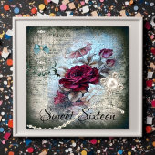 Victoriaans Roos Ephemera Sweet Sixteen Kaart