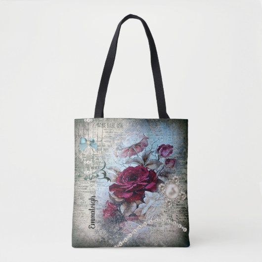 Victoriaans Roos Ephemera Tote Bag (Voorkant)