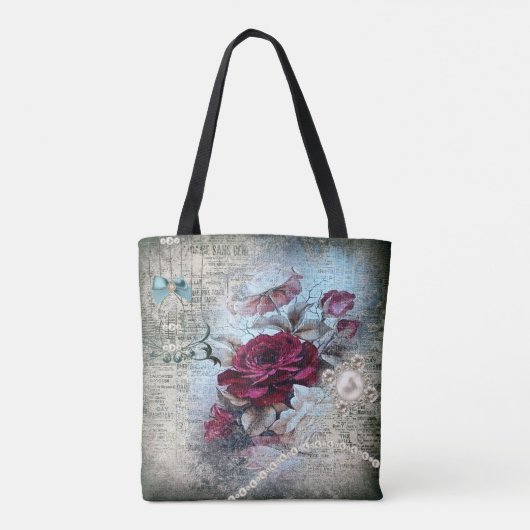 Victoriaans Roos Ephemera Tote Bag (Achterkant)