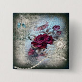 Victoriaans Roos Ephemera Vierkante Button 5,1 Cm (Voorkant)