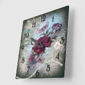 Victoriaans Roos Ephemera Vierkante Klok (Hoek)