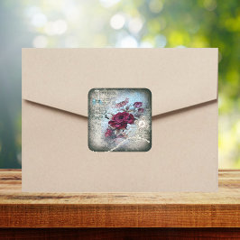 Victoriaans Roos Ephemera Vierkante Sticker