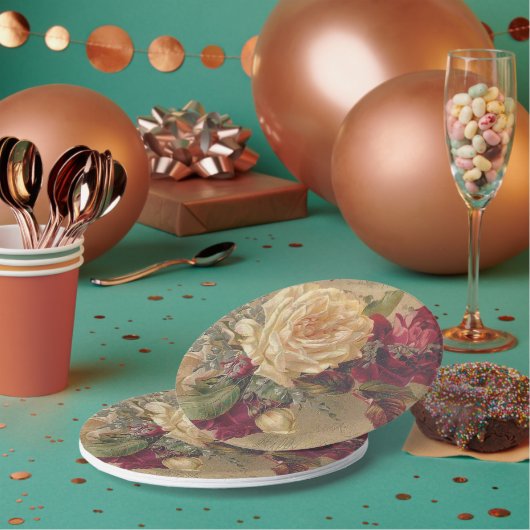  Victoriaans Roos Floral Papieren Bordje (Multi)