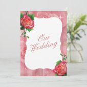 Victoriaans Roos Floral Wedding Kaart (Staand voorkant)