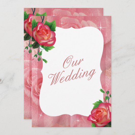 Victoriaans Roos Floral Wedding Kaart (Voorkant / Achterkant)