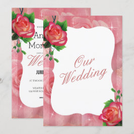 Victoriaans Roos Floral Wedding Kaart