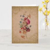  Victoriaans  Roos Floral Wenskaart Kaart (Gele Bloem)
