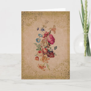  Victoriaans  Roos Floral Wenskaart Kaart