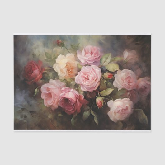 Victoriaans Roos Garden Tissuepapier (Voorkant)